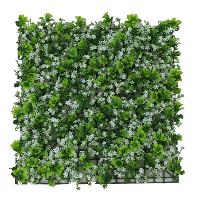 Jardín vertical artificial con flores verde/blanco 50x50 cm Diseño Plegable para Almacenaje