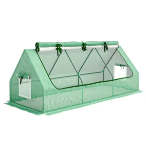 Outsunny Invernadero de Terraza Compacto Invernadero 240x90x90 cm con Ventanas de Malla y Marco de Acero para Cultivar Ver...