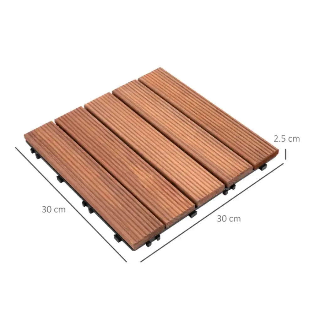 Pack de 27 baldosas Outsunny sistema de clic área de 2,43 m² marrón 30x30 cm