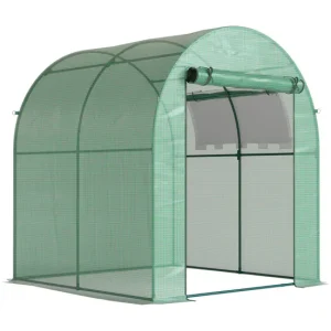 Resistente la Intemperie Outsunny Invernadero de Jardín 180x180x200 cm Invernadero de Túnel Minúsculo con Puerta Enrollabl...