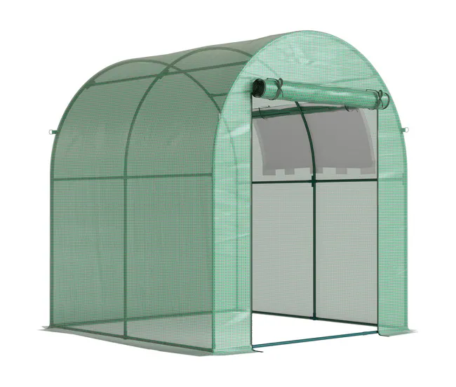 Resistente la Intemperie Outsunny Invernadero de Jardín 180x180x200 cm Invernadero de Túnel Minúsculo con Puerta Enrollabl...
