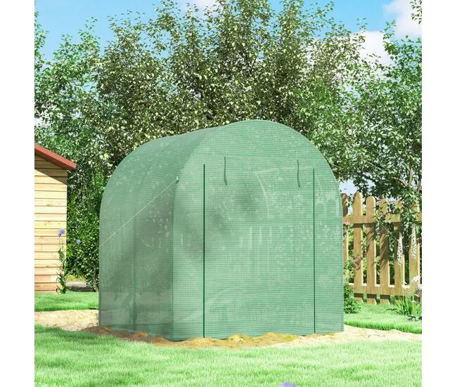 Resistente la Intemperie Outsunny Invernadero de Jardín 180x180x200 cm Invernadero de Túnel Minúsculo con Puerta Enrollabl...