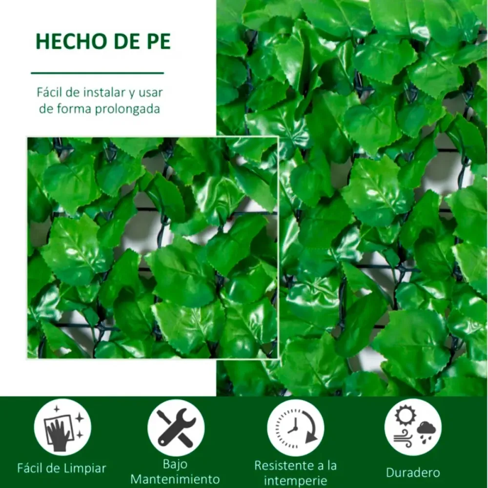 Seto artificial Outsunny en rollo verde definido 100x300 cm de Acero Galvanizado