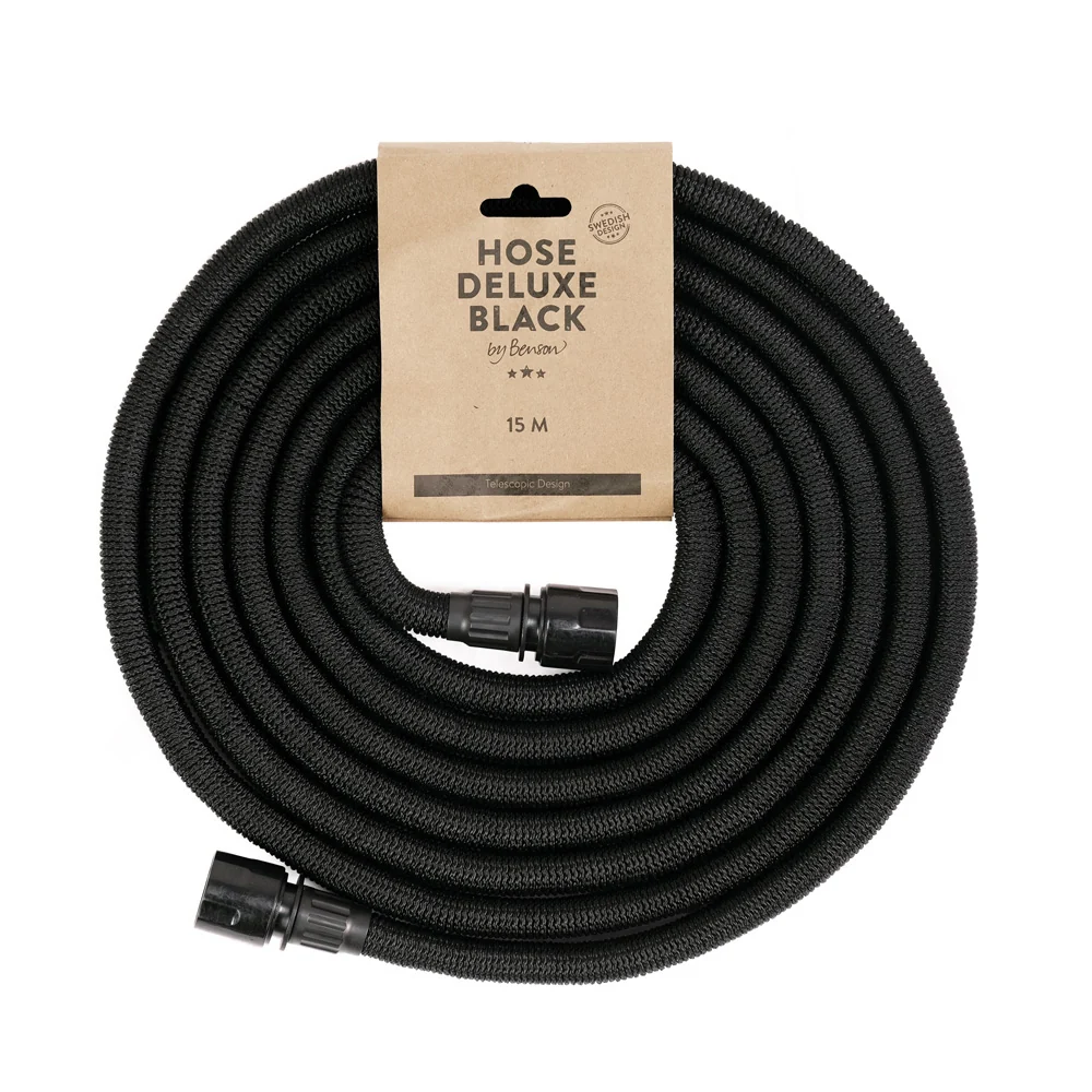 Aspersor Oscilante Manguera De Riego Suntuoso - Negro, 15 M, Tejido, Látex, Se Expande Con El Agua.