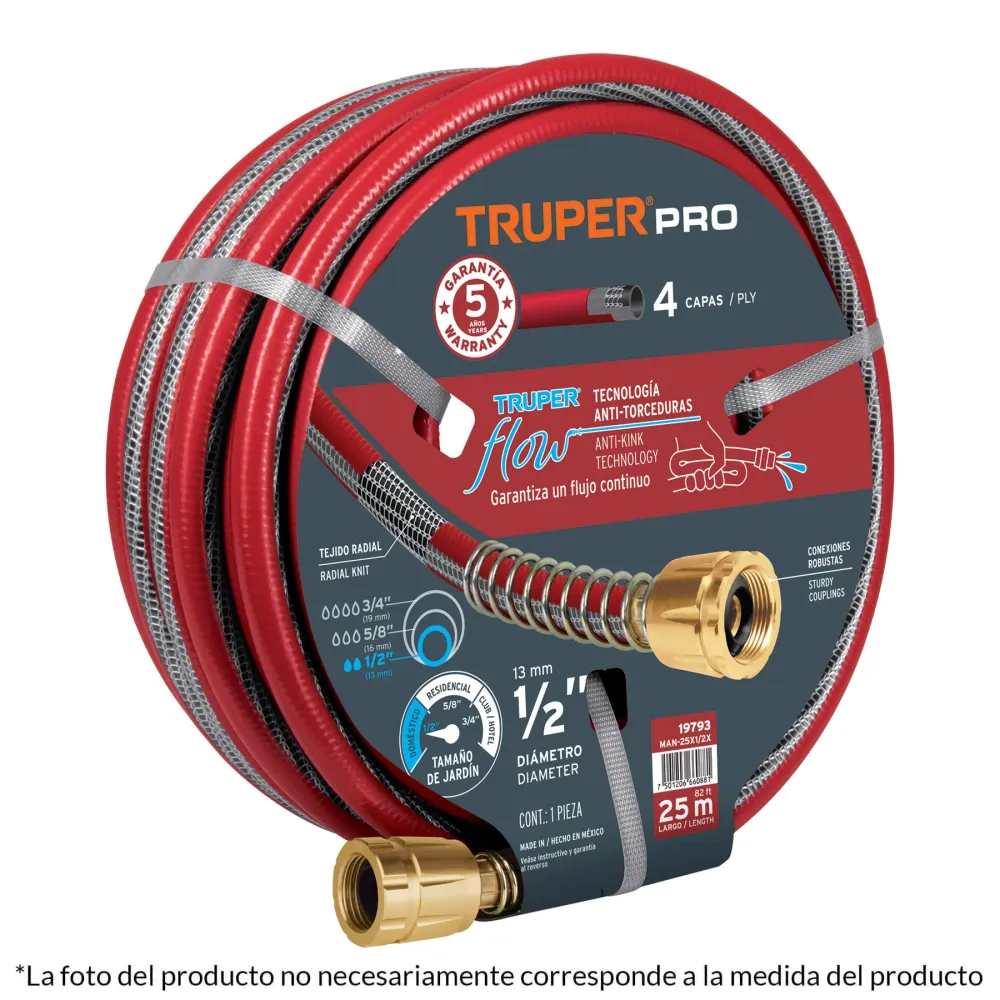 Aspersor Oscilante Manguera 5/8", super reforzada 4 capas, conexiones metal,30m