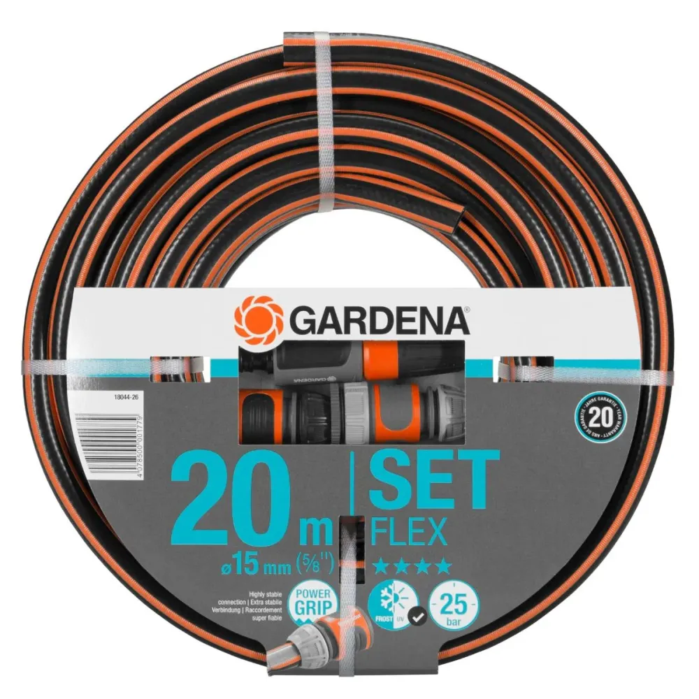Aspersor Oscilante Set manguera flex Gardena 15mm 20m