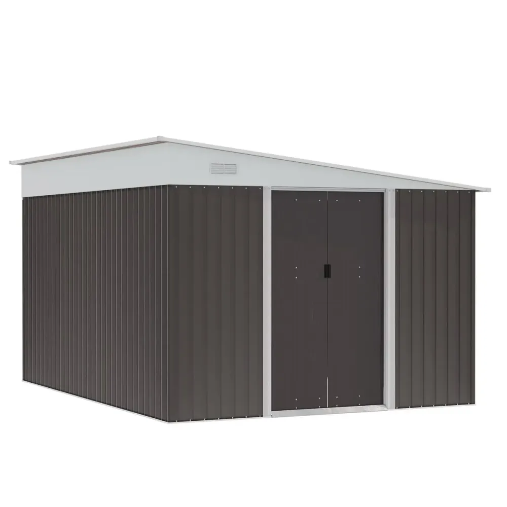 Caseta de jardín Boston Outsunny doble puerta corredera gris 201x280x345 cm - 1/2" de Entrada