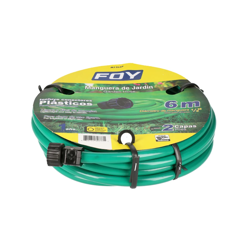 Conector Rápido Manguera para jardín lisa con conector plástico 2 capas 1/2", 6 m Foy