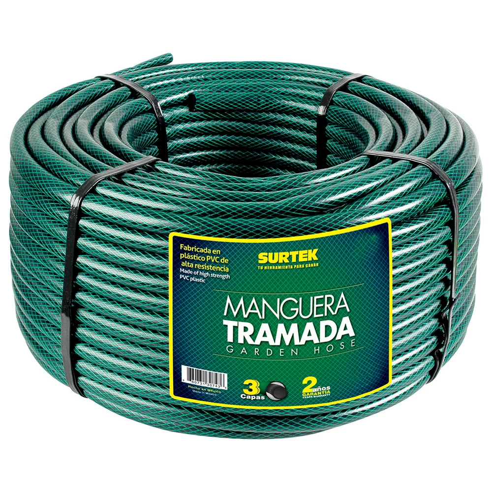 Conector Rápido Manguera para jardín tramada verde en rollo 3/4", 100 m Surtek
