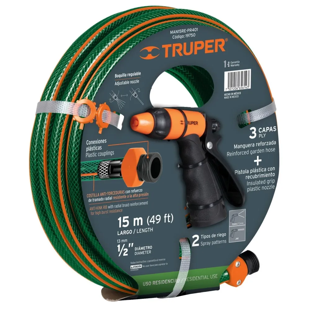 Difusor de Bajo Caudal Combo de manguera MAN-15X1/RE y pistola PR-401, 15 m