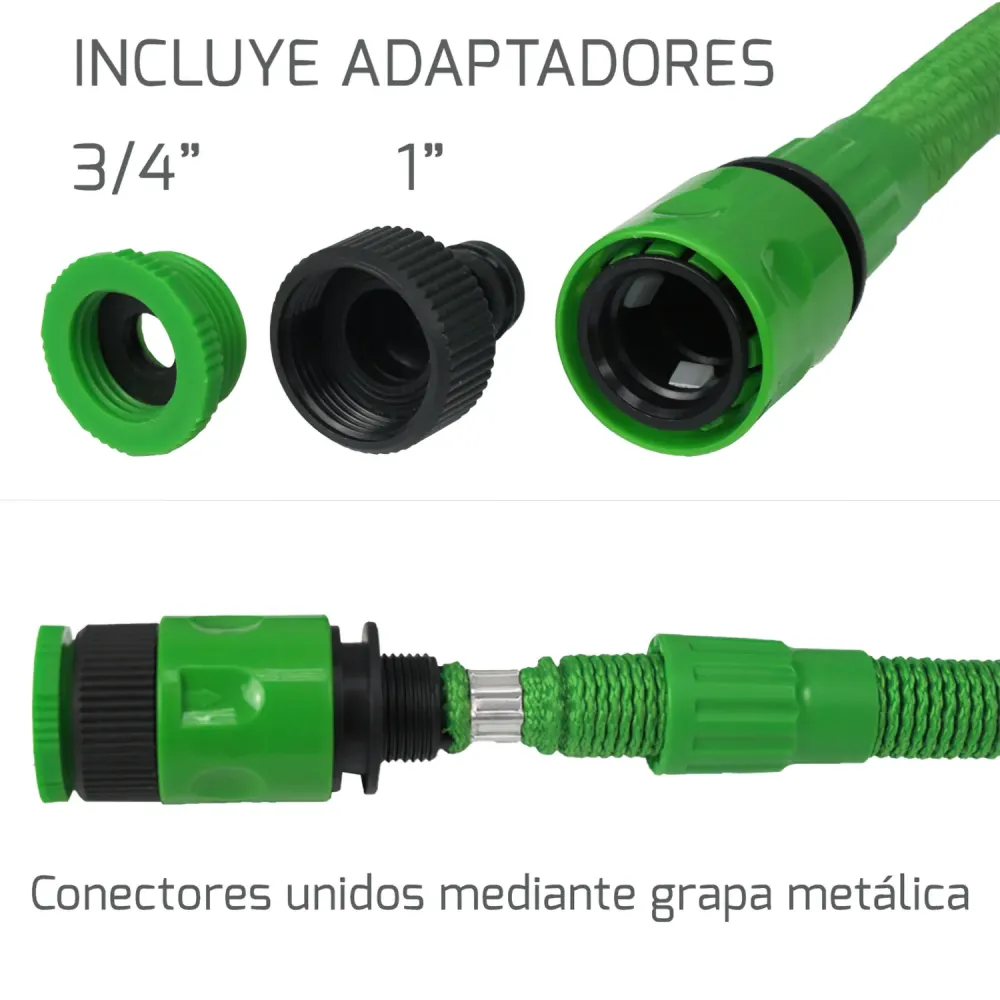 Difusor de Bajo Caudal Manguera Extensible Riego Compacto 5 15 Metros Con Pistola 7 Posiciones