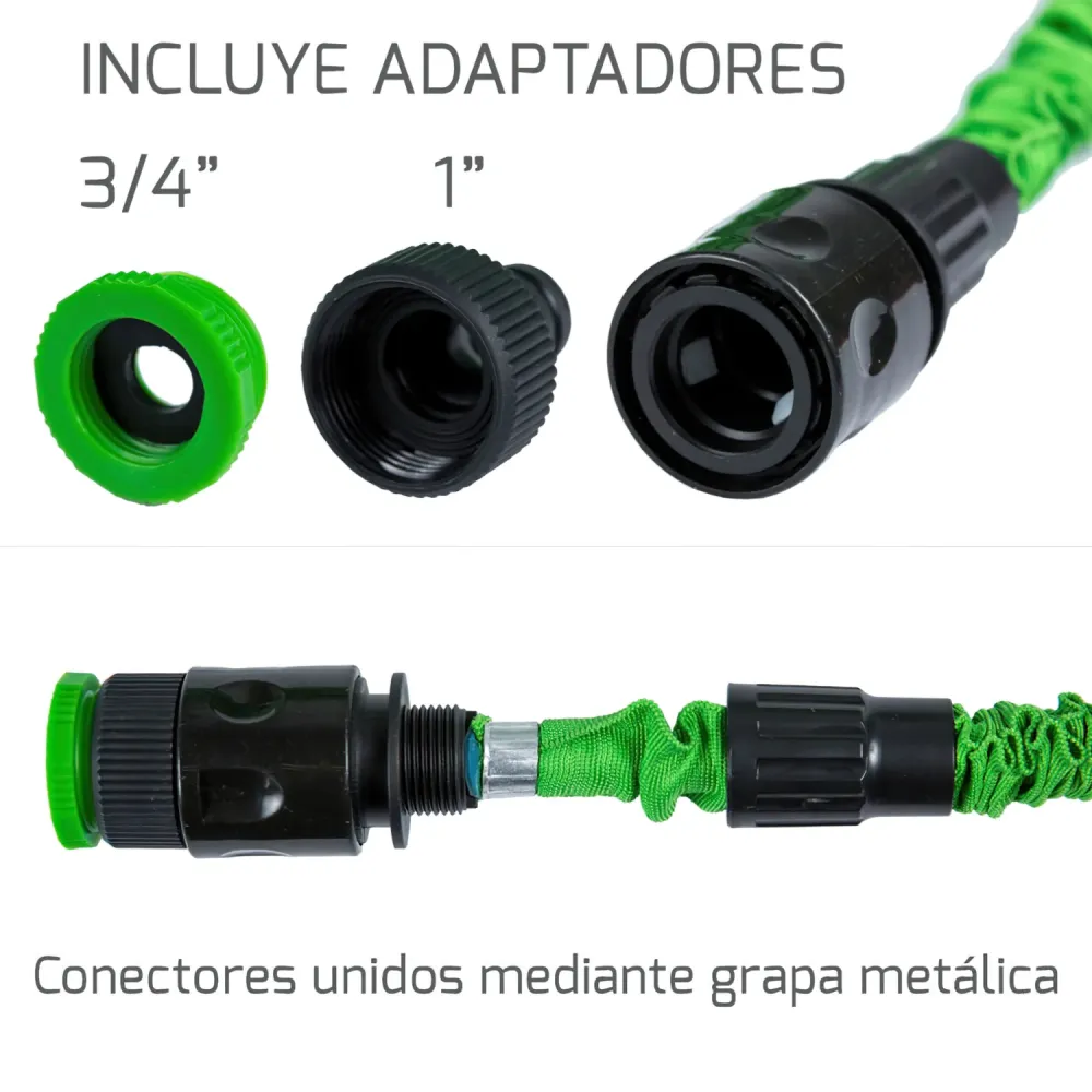 Difusor de Bajo Caudal Manguera Extensible Riego 5 15 Metros Con Pistola De 7 Posiciones