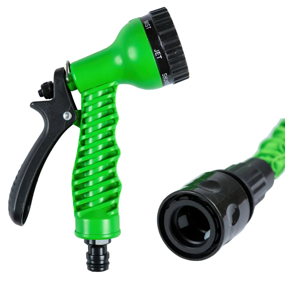 Difusor de Bajo Caudal Manguera Extensible Riego 5 15 Metros Con Pistola De 7 Posiciones