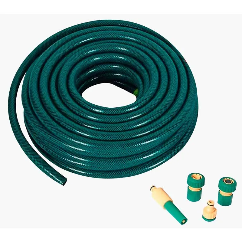 Manguera con accesorios verde 15 metros para Jardines Grandes