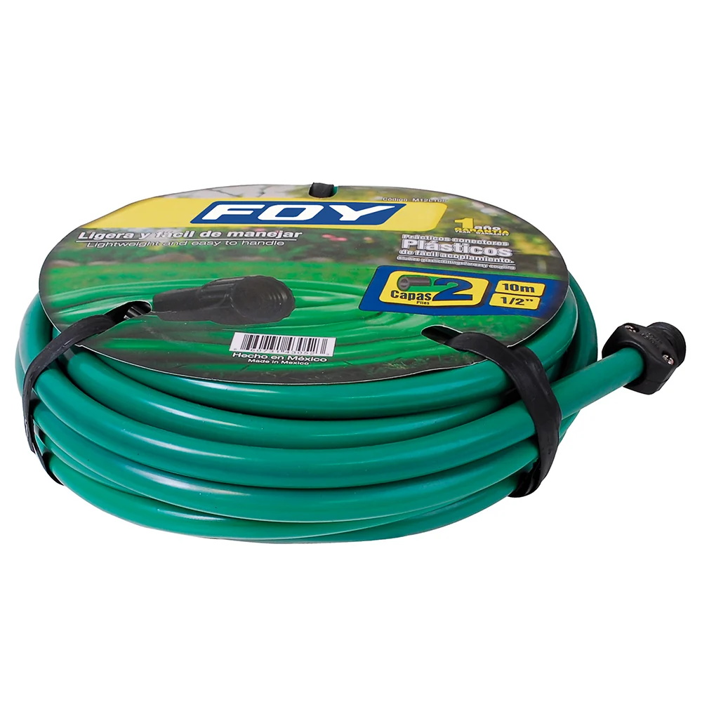 Manguera para jardín lisa con conector plástico 2 capas 1/2", 10 m Foy con Instalación en Minutos