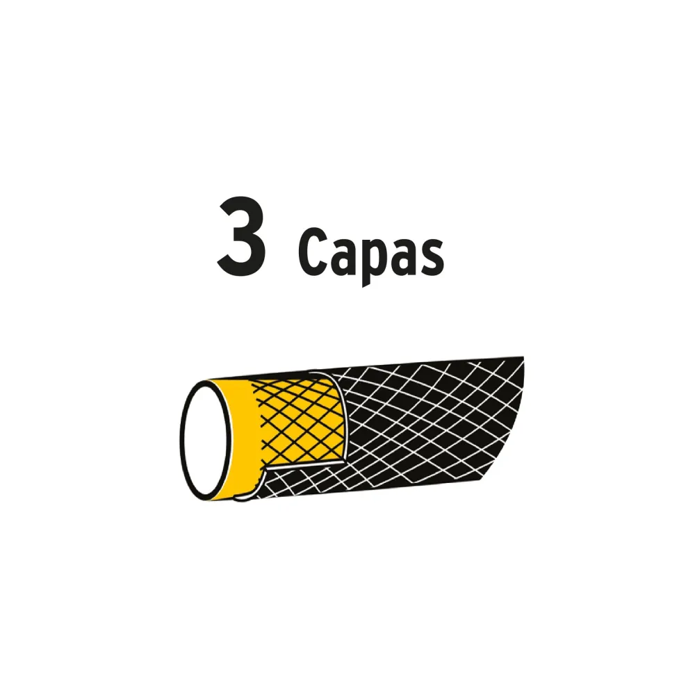 Manguera 1/2", reforzada 3 capas, 15 m, pretul (Certificado IPX4)