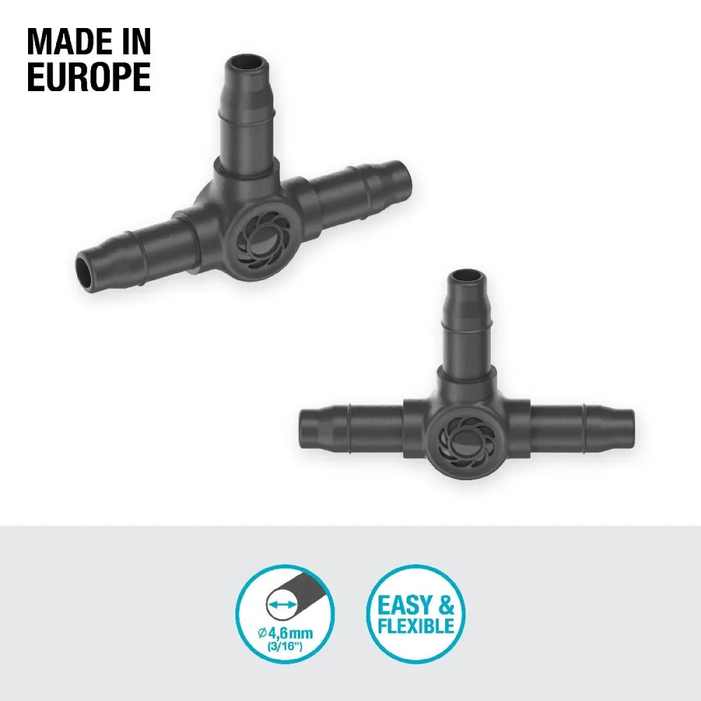 Pieza en T 4.6 mm (3/16") x10 Microdripsystem Gardena | Resistente UV |