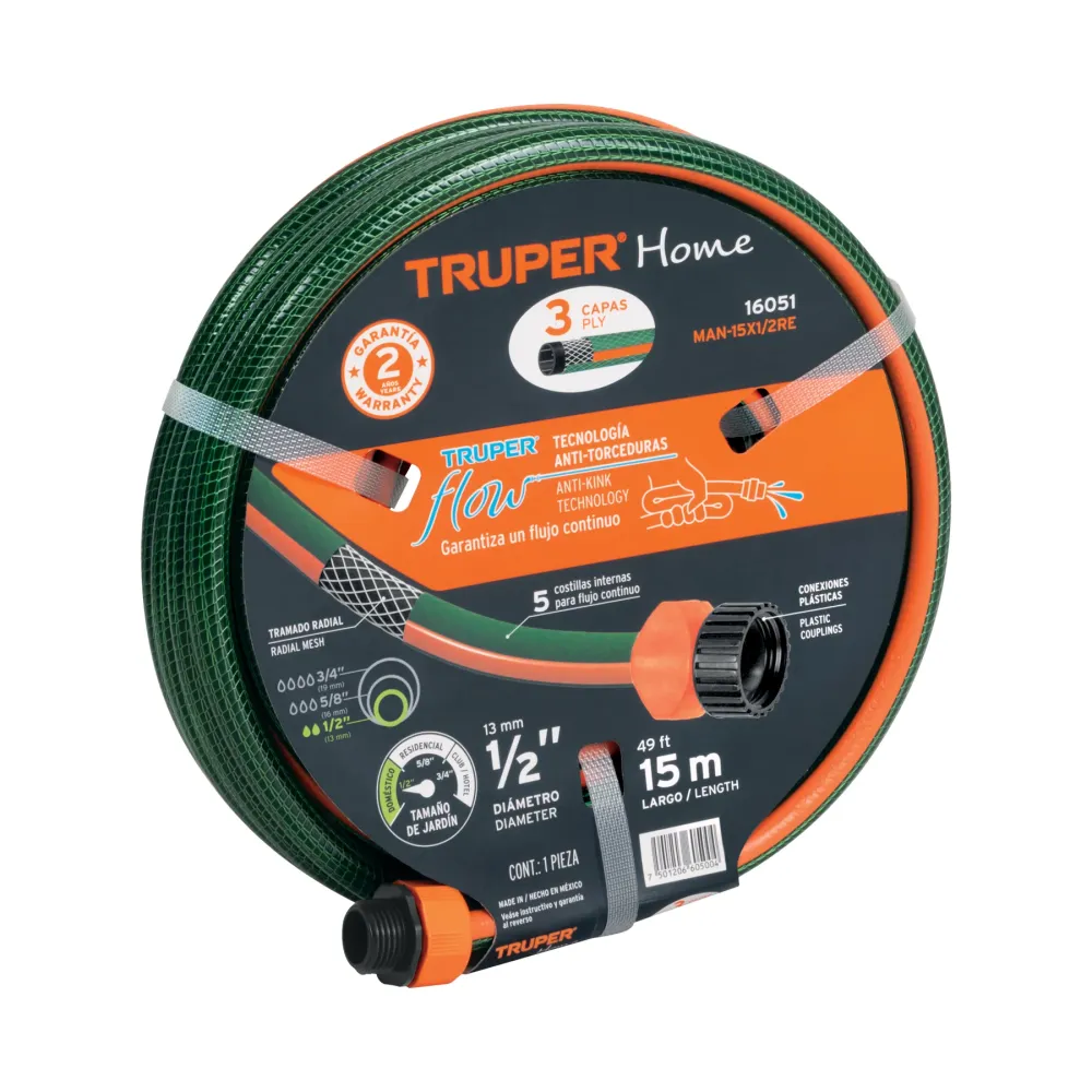 Programador de Riego Digital Manguera 1/2",reforzada, 3 capas, conexiones plásticas, 15 m