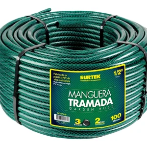 Resistente la Intemperie Manguera para jardín tramada verde en rollo 1/2", 100 m Surtek