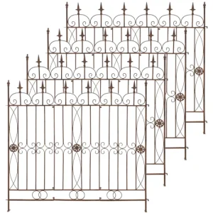 Sensor de Lluvia set de 4 Vallas de jardín Mangold Acero Marrón antiguo 1X124X116 cm