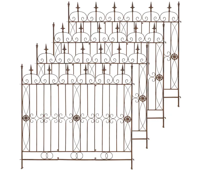 Sensor de Lluvia set de 4 Vallas de jardín Mangold Acero Marrón antiguo 1X124X116 cm