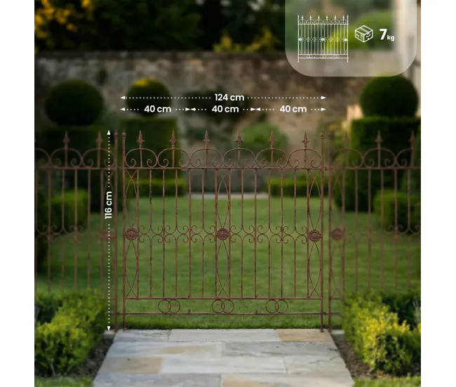 Sensor de Lluvia set de 4 Vallas de jardín Mangold Acero Marrón antiguo 1X124X116 cm