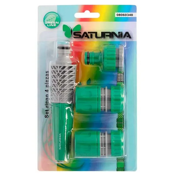 Set accesorios de riego Saturnia para manguera 4 piezas verde - 1/2" de Entrada