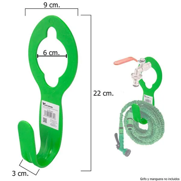 Soporte para mangueras extensibles Saturnia verde 22x9 cm para Jardines Grandes