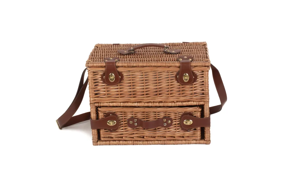 Cesta de Mimbre Cesta de pic-nic para cuatro personas en mimbre y tweed