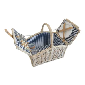 Cesta de picnic Lumparland para 2 personas 40x28x37cm - Blanco / Azul Fácil de Transportar