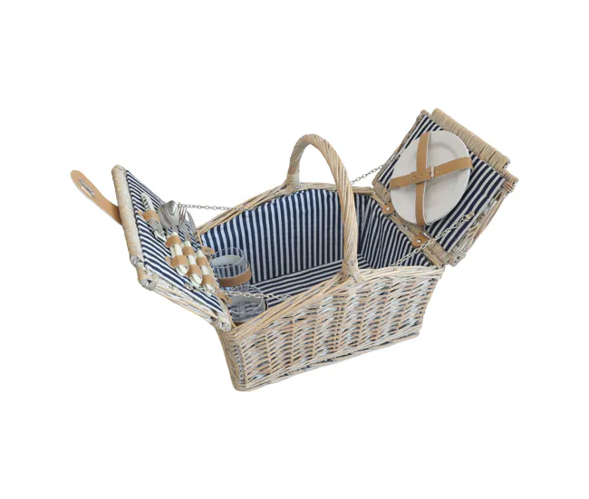 Cesta de picnic Lumparland para 2 personas 40x28x37cm - Blanco / Azul Fácil de Transportar