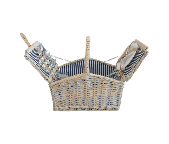 Cesta de picnic Lumparland para 2 personas 40x28x37cm - Blanco / Azul Fácil de Transportar