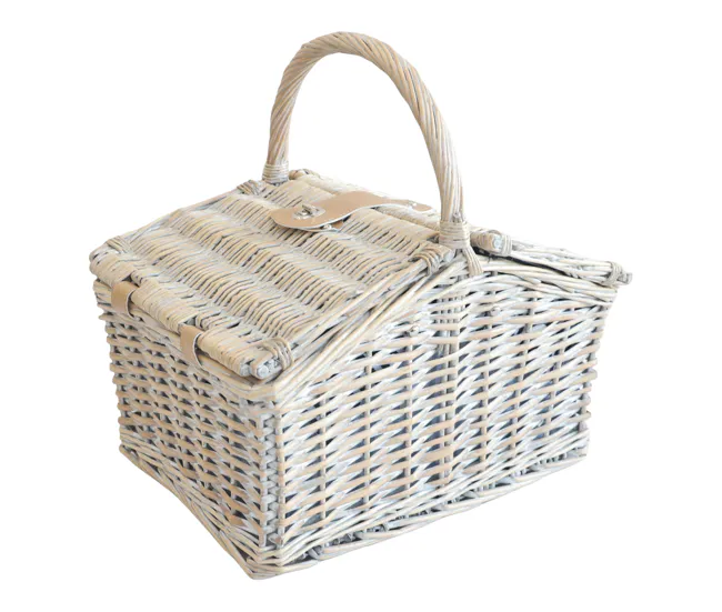 Cesta de picnic Lumparland para 2 personas 40x28x37cm - Blanco / Azul Fácil de Transportar