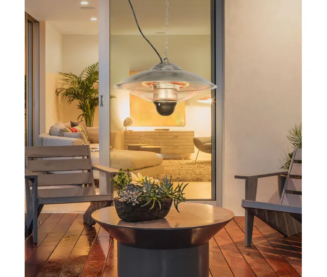 Outsunny Calefactor Exterior de Techo 1010/1200W Estufa de Infrarrojos con Mando Distancia 2 Niveles de Calor Protección I...