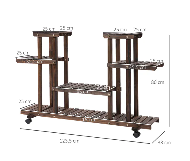 Premium de Jardinerí Outsunny Estanterí para Plantas de 4 Niveles con Ruedas Soporte para Macetas Soporte para Plantas par...