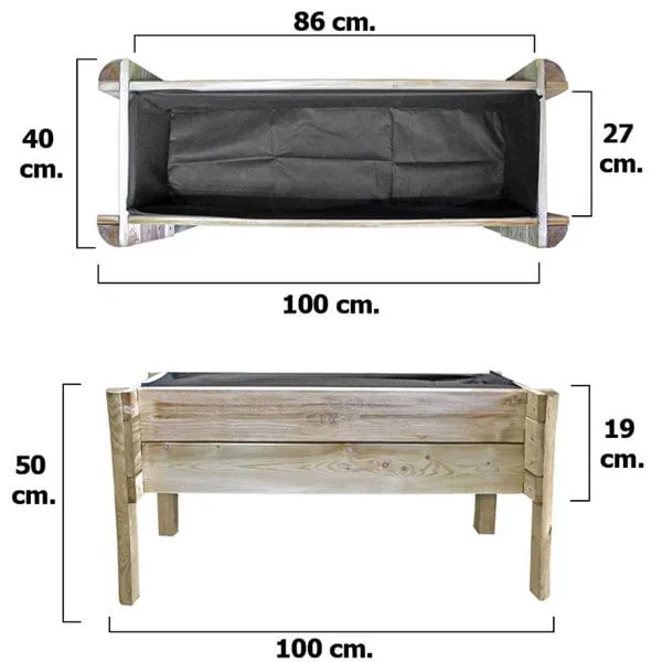 Soporte Ajustable Huerto urbano Papillon madera 50x100x40 cm