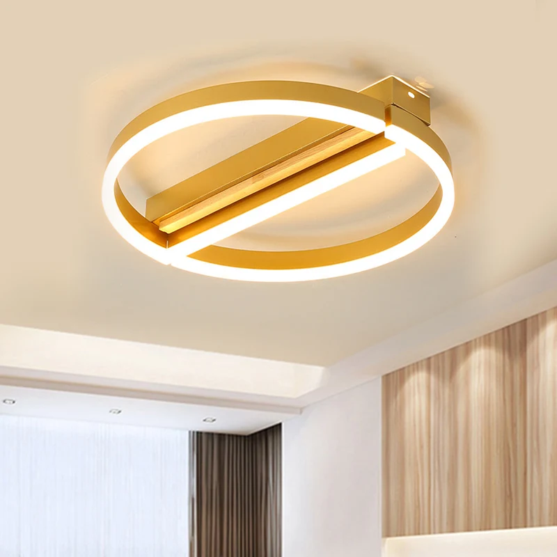 16,5"/20,5" brede cirkel semi-inbouw minimalistische metalen LED salonplafondarmatuur goud/grijs, warm/wit licht