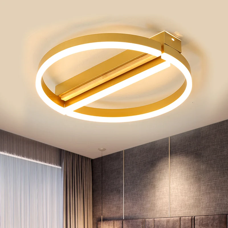 16,5"/20,5" brede cirkel semi-inbouw minimalistische metalen LED salonplafondarmatuur goud/grijs, warm/wit licht