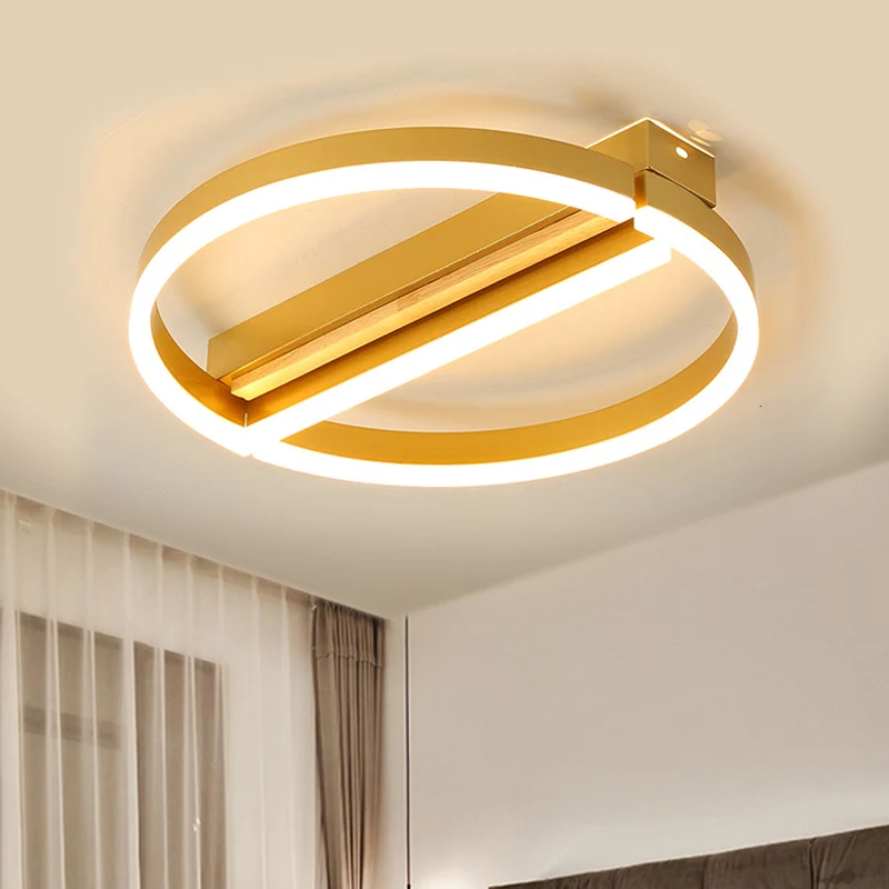 16,5"/20,5" brede cirkel semi-inbouw minimalistische metalen LED salonplafondarmatuur goud/grijs, warm/wit licht
