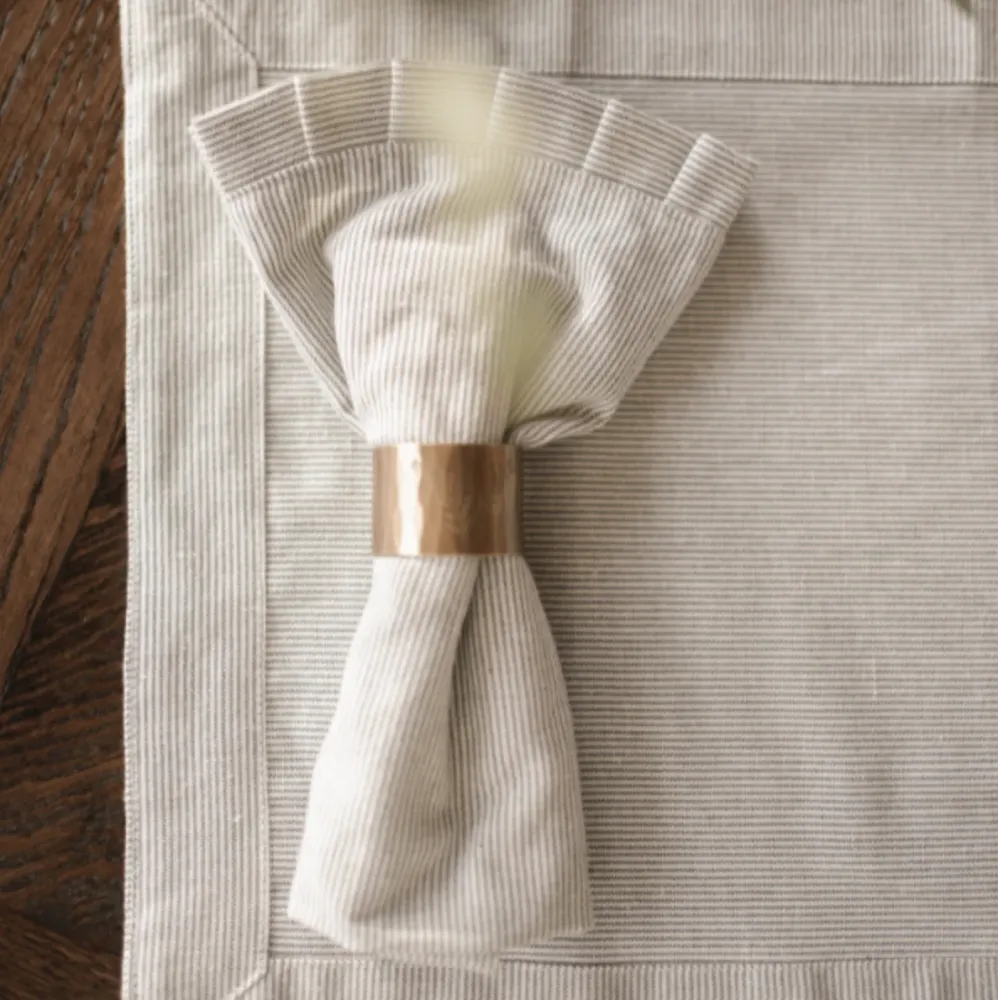 4 Algodón puro Pin Stripe Napkins - Charcoal