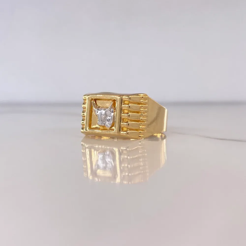 Anillo Sello Toro 3.1gr / T11 / Dos Oros Amarillo Blanco $
