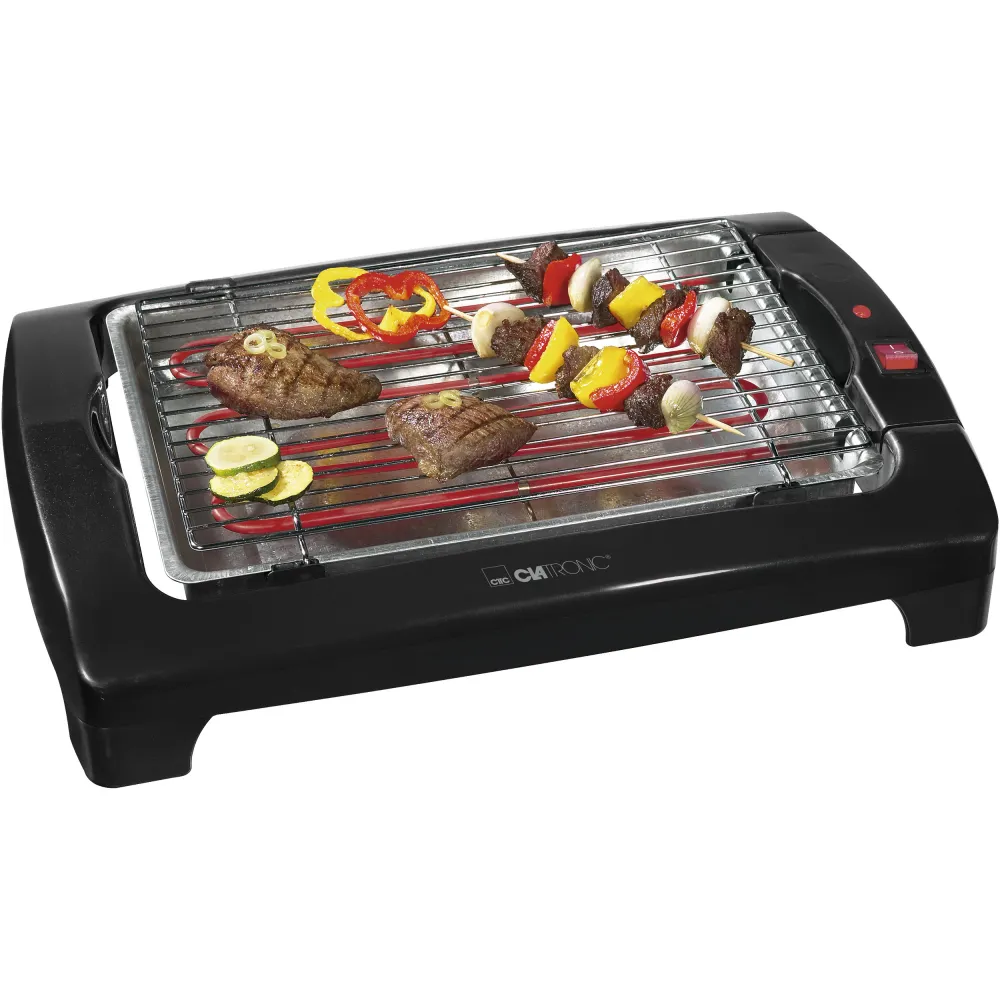 Barbacoa eléctrica, baja generación humos, pa clatronic bq 2977 negro 2000w