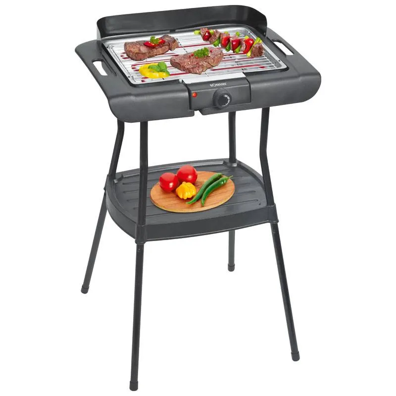 Barbacoa eléctrica con patas, parrilla cromad bomann bqs 2244 cb negro 2000