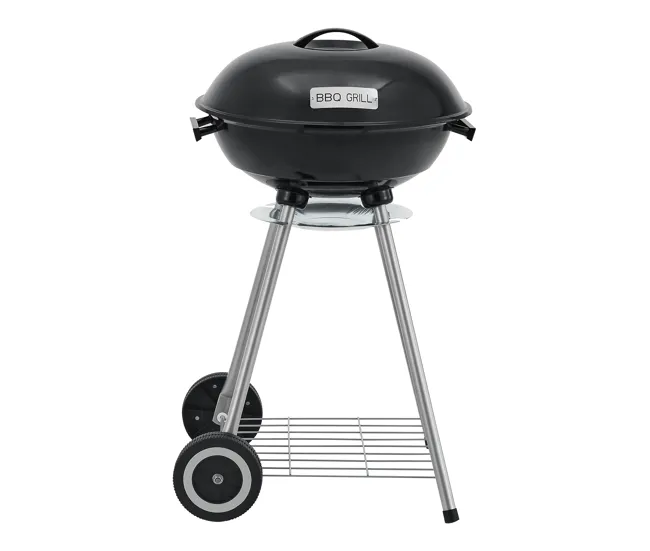 Barbacoa redonda de carbón Apricena con tapa 80x49x47cm - Negro