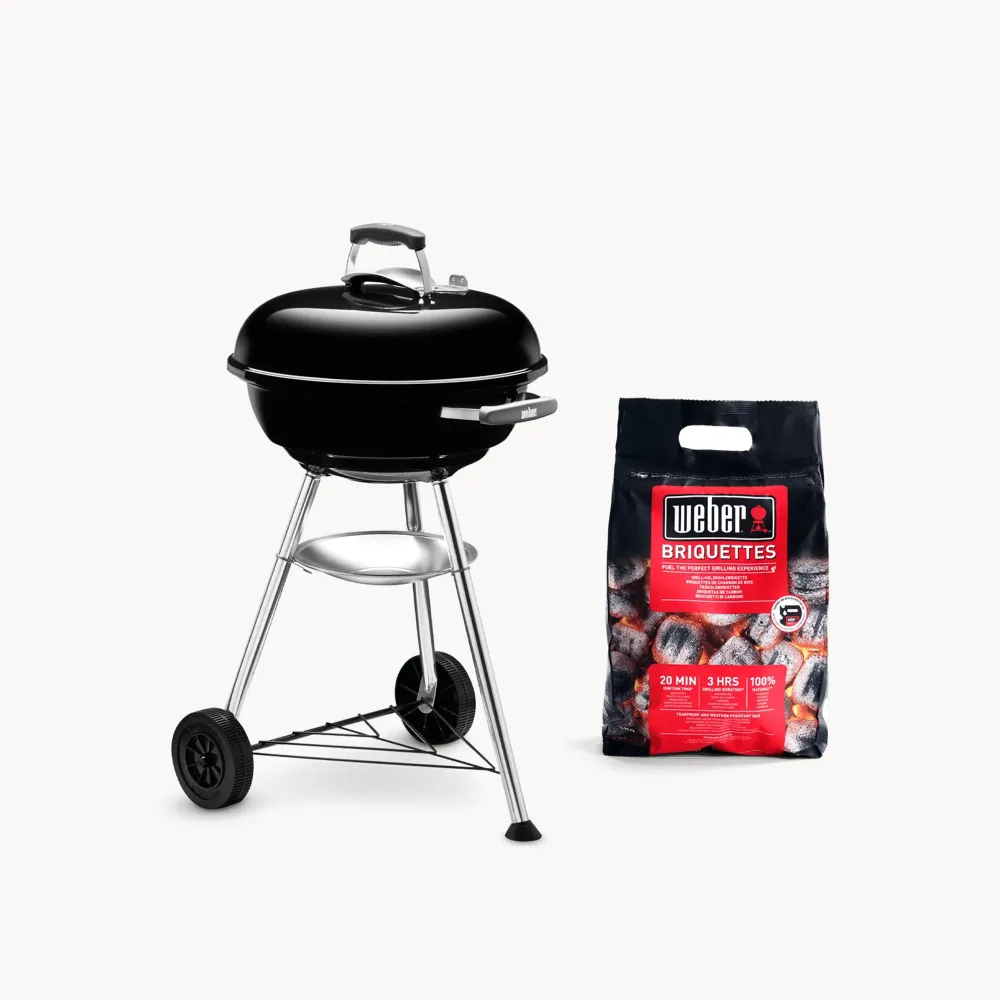 Barbacoa Weber® de Carbón Manejable Kettle Ø47 cm + Briquetas 3 Kg