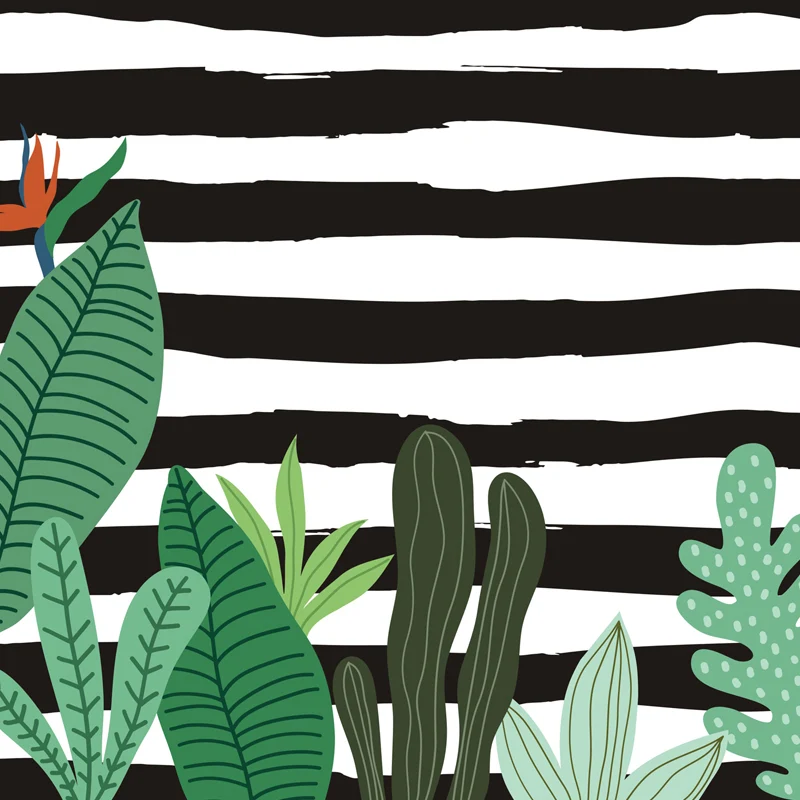 Botanische print muurschildering sticker tropische non-woven getextureerde wandbekleding zachte kleuren