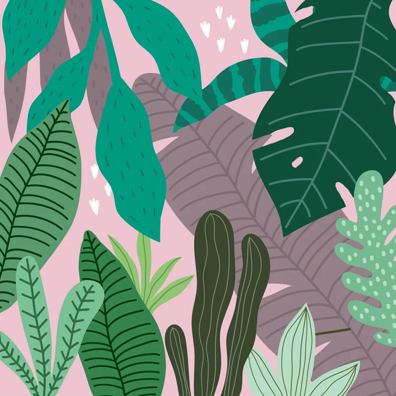 Botanische print muurschildering sticker tropische non-woven getextureerde wandbekleding zachte kleuren