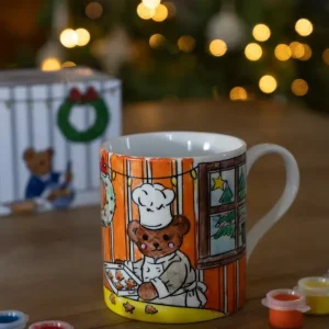 Caneca para colorir com design de urso chef singular de Natal