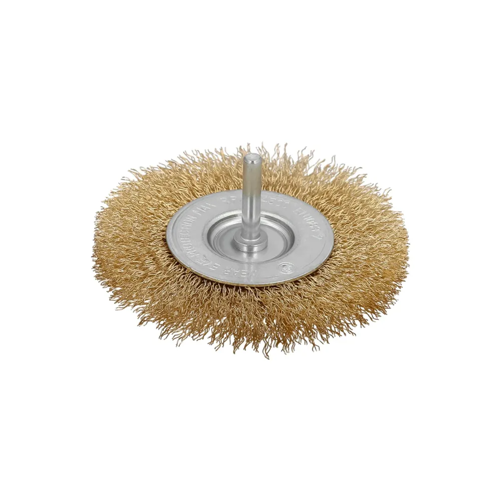 Cepillo Acero Latonado Para Taladro. Disco Ø 75 mm. Espiga 1/4" Cepillo Taladro Alambre Latón, Cepillo Limpieza, Cepillo P...