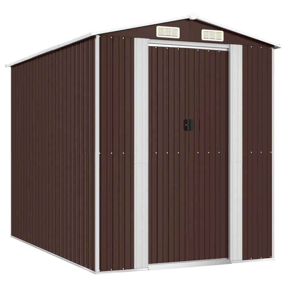 Cobertizo jardín acero galvanizado marrón negro 192x274x223 cm es9008